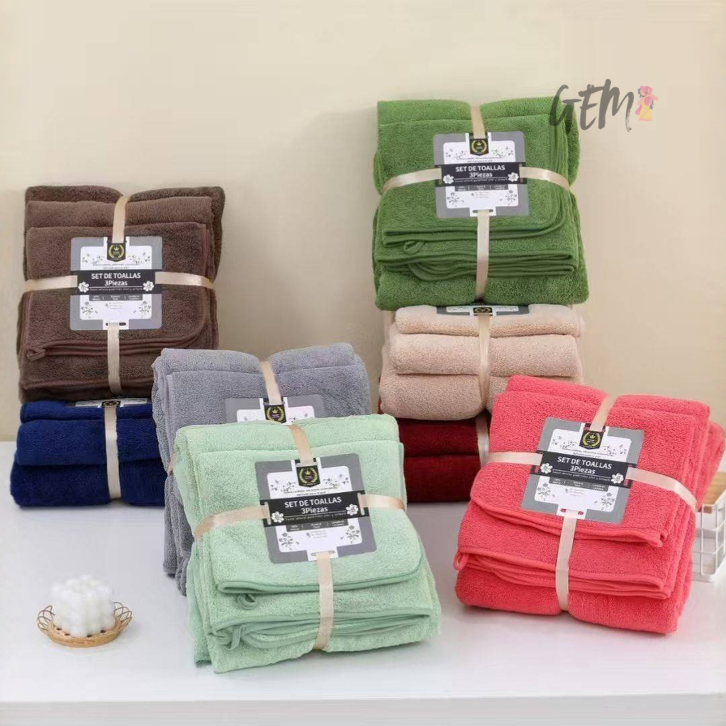 Set de Toallas 3 Piezas – Secado Rápido y Alta Absorción (Promo 2x1)